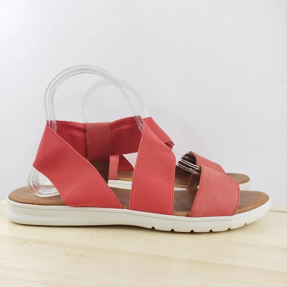 Corso Como Tanyah Sandal Size 10 Coral Red Asymmetrical Elastic Straps Slip on - Picture 7 of 16